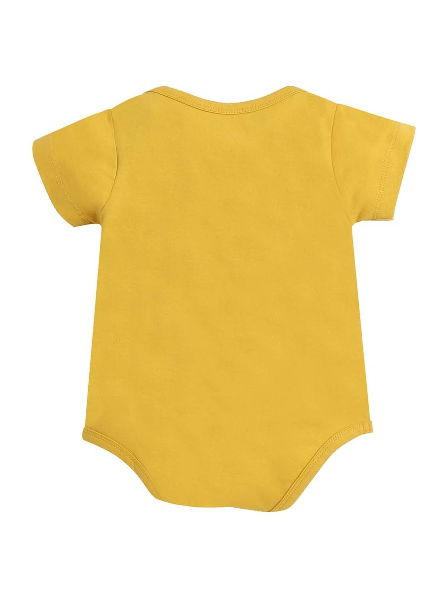 Little Angels Kids Yellow Cotton Printed Onesie