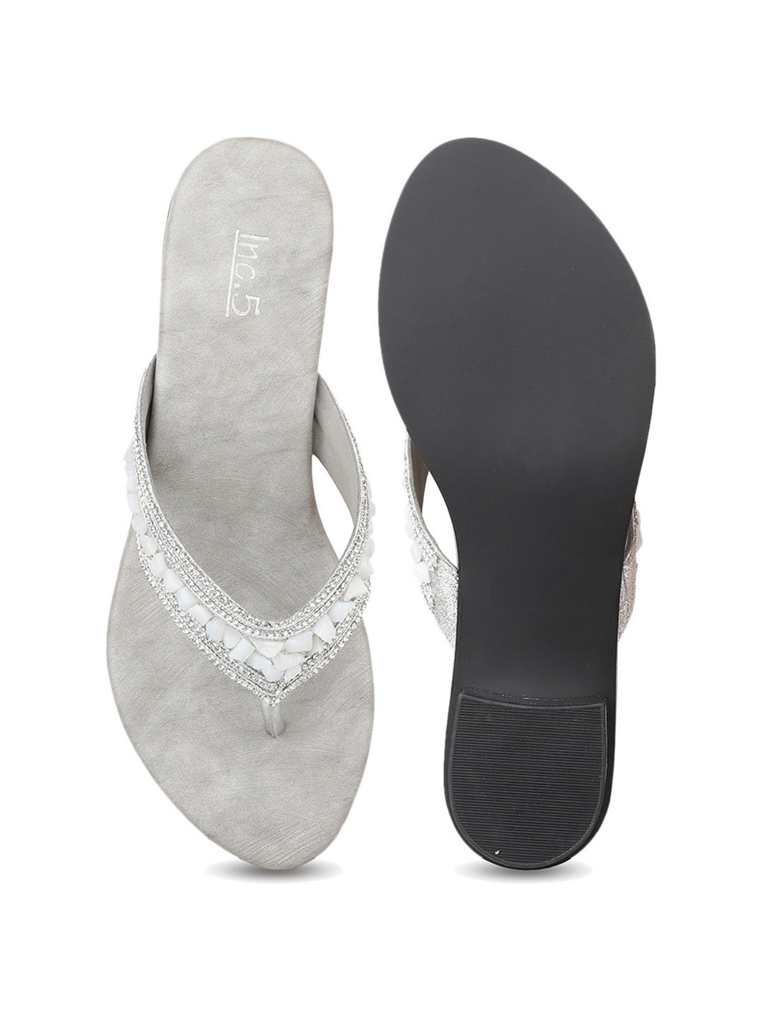 Inc.5 Women's Silver Thong Sandals