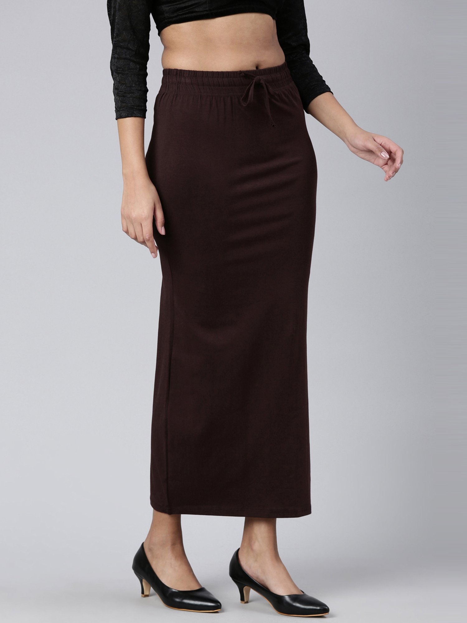 JCSS Brown Cotton Saree Shapewear