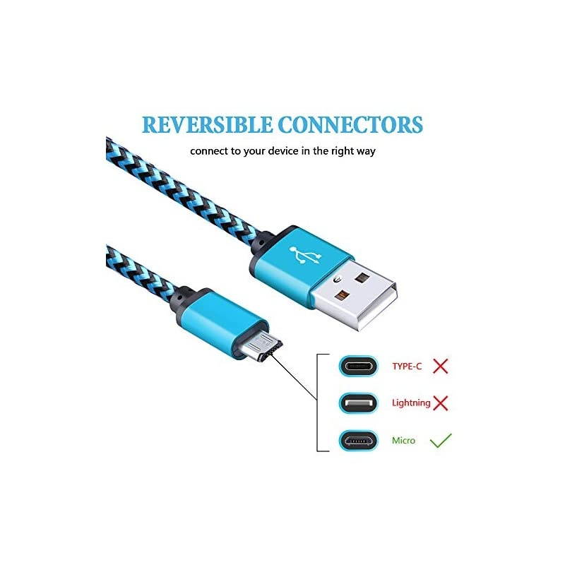 Micro USB Cable,5Pack 6.6FT/2M  Quick Charge Cable Braided Micro USB 2.0 A Male to Micro B USB Charger Cord for Samsung Galaxy S6 S7 Edge Plus, LG,Moto X, HTC, Android Tablets and More