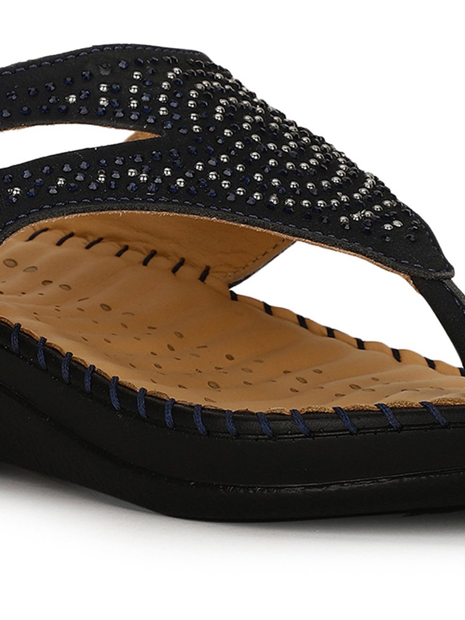 Scholl by Bata Women's Blue Thong Wedges