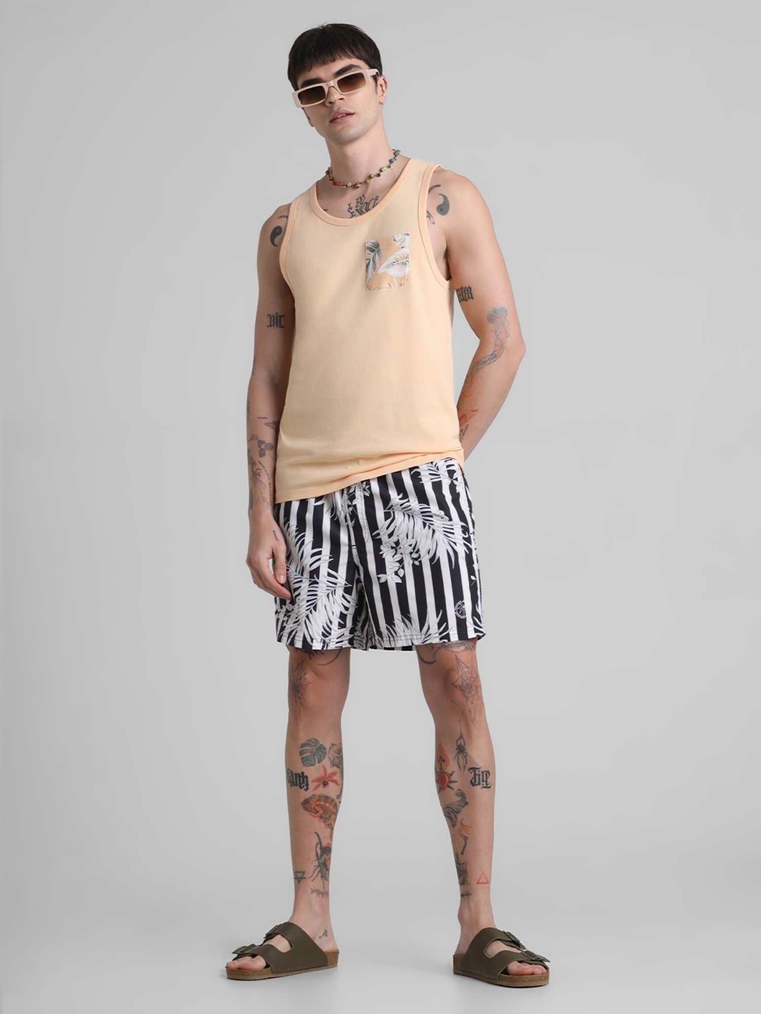 Jack & Jones Black Regular Fit Printed Shorts