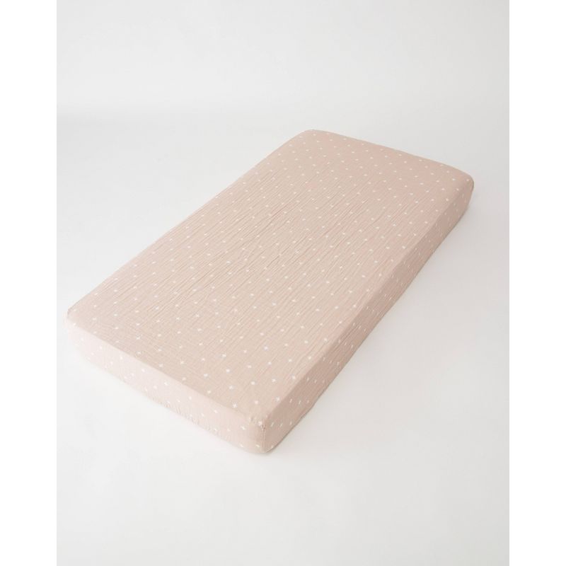 Little Unicorn Cotton Muslin Crib Sheet - Taupe Cross