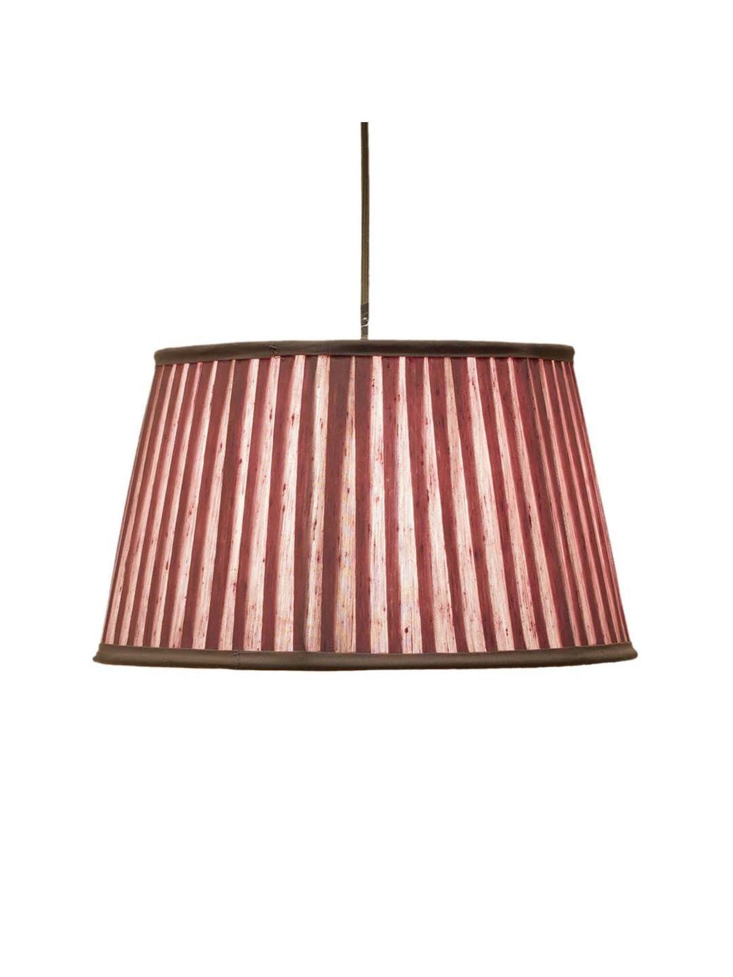Kapoor E Illuminations Pink Linen Pleated Shade Pendant Light