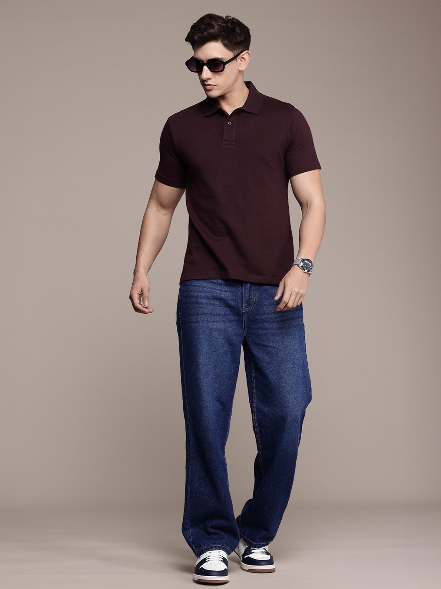 Burnt Umber Wine Regular Fit Polo T-Shirt