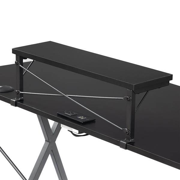 Gaming Desk 47.2" W x 23.6" D Office Computer Table, Black Gamer Workstation with 2 Cable Management Holes