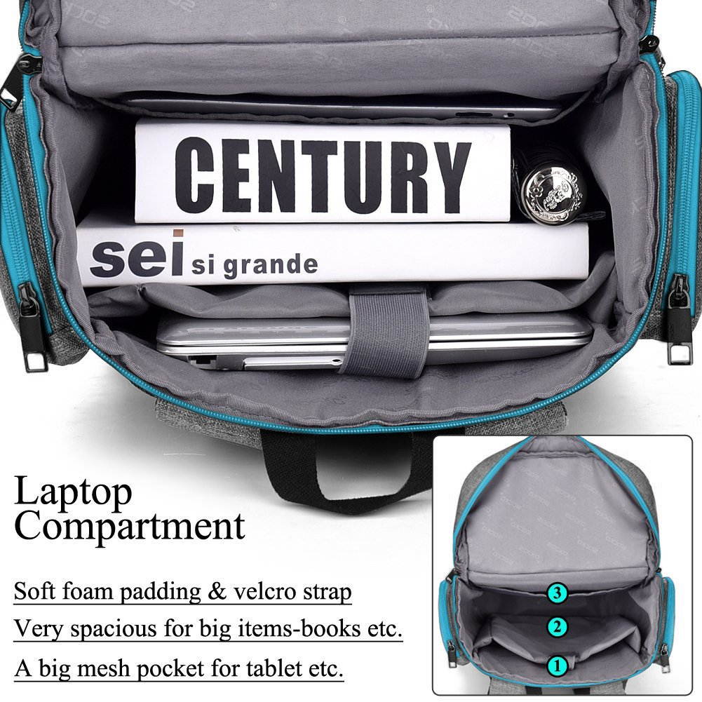 SOCKO 18 Inches Large Laptop Backpack for Men,Travel Business Computer Bag,Anti-Theft Water Resistant College School Bookbag Fits Up to 18.4 Inch 18.4 laptops Macbook Computer,Gray