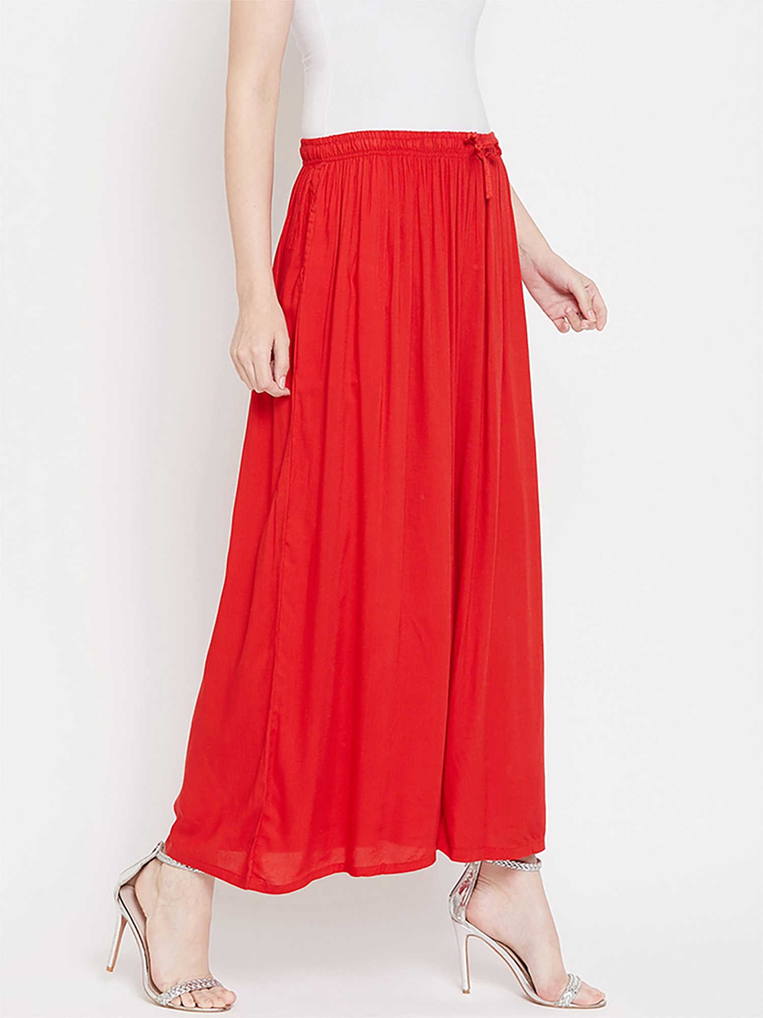 Castle Red Regular Fit Palazzos