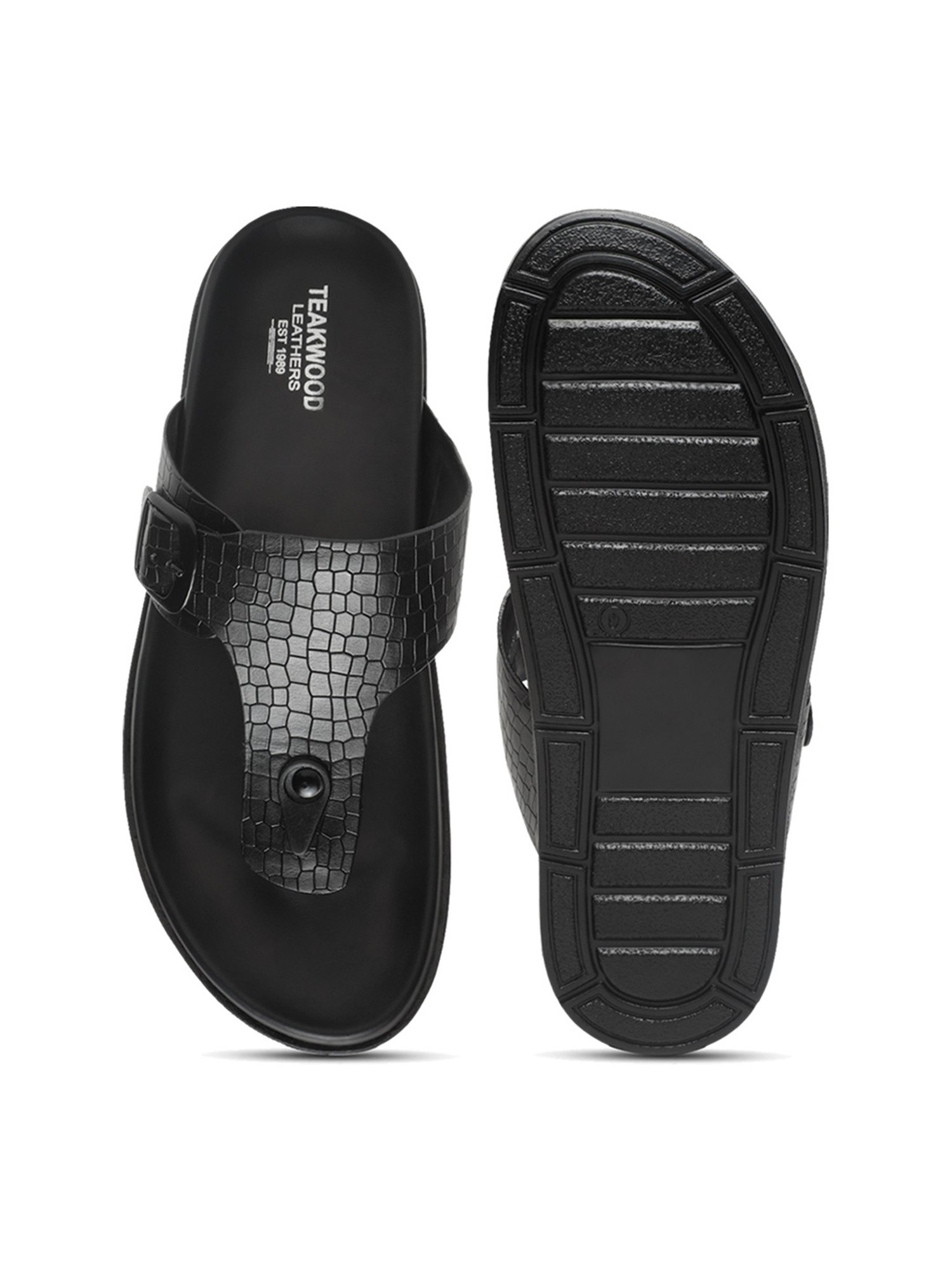 Teakwood Leathers Men's Black Thong Sandals