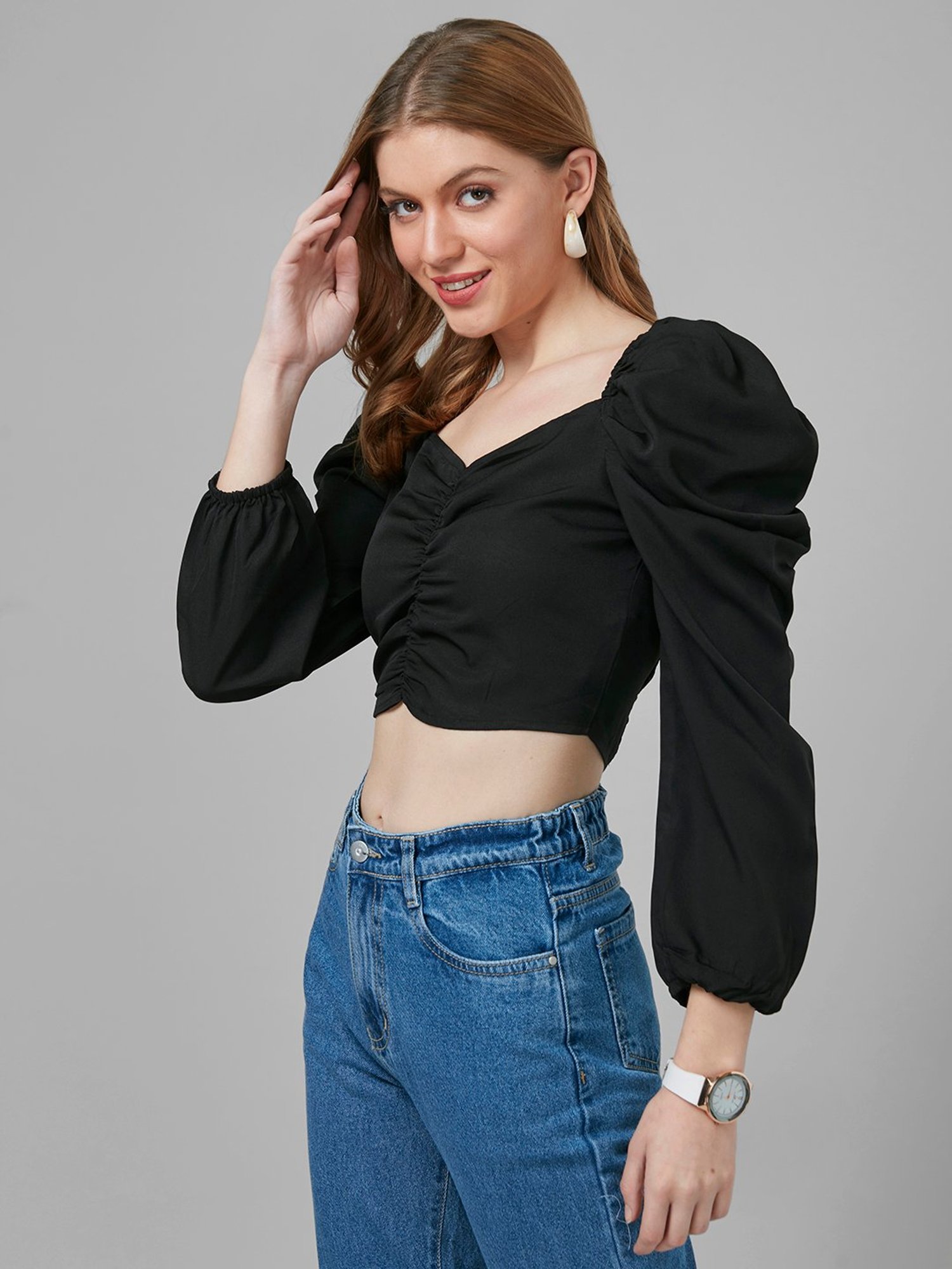 Style Quotient Black Regular Fit Crop Top
