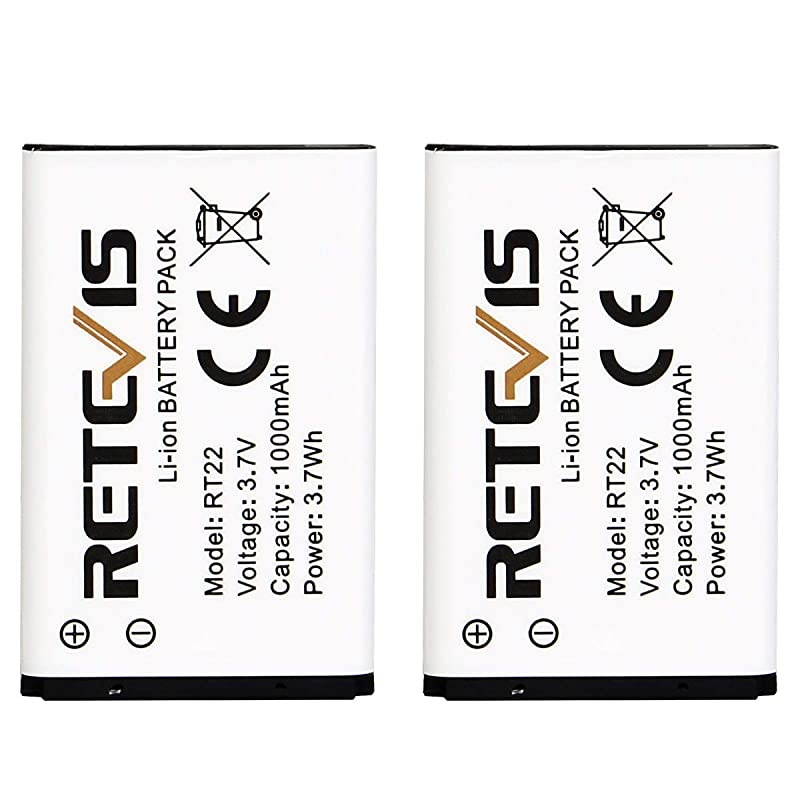 RT22 Battery Walkie Talkie Original Liion Battery 37V 1000mAh Compatible with  RT22 RT22S RT15 WLN KDC1 Two Way Radio2 Pack