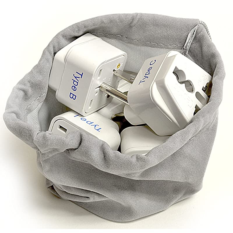 Adapter Plug Set for World Wide International Travel Use Grounded Safe Works with Cell Phones Chargers Batteries Camera and More