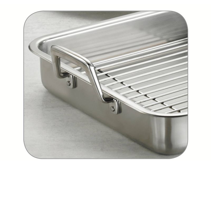 T-fal Simply Cook Nonstick Cookware, Roaster with Rack, 15", Gray