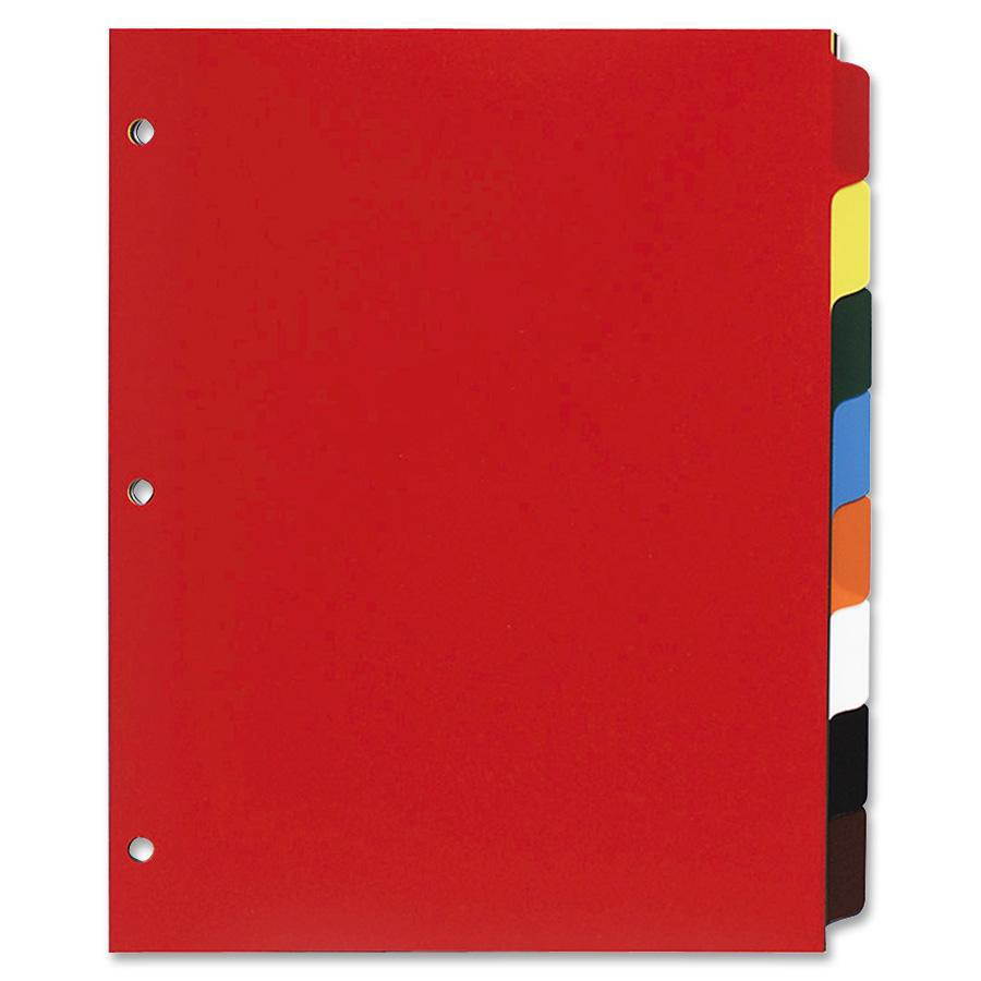 Non-Insertable Poly Indexes,3-HP,8-Tab,11"x8-1/2",Multicolor