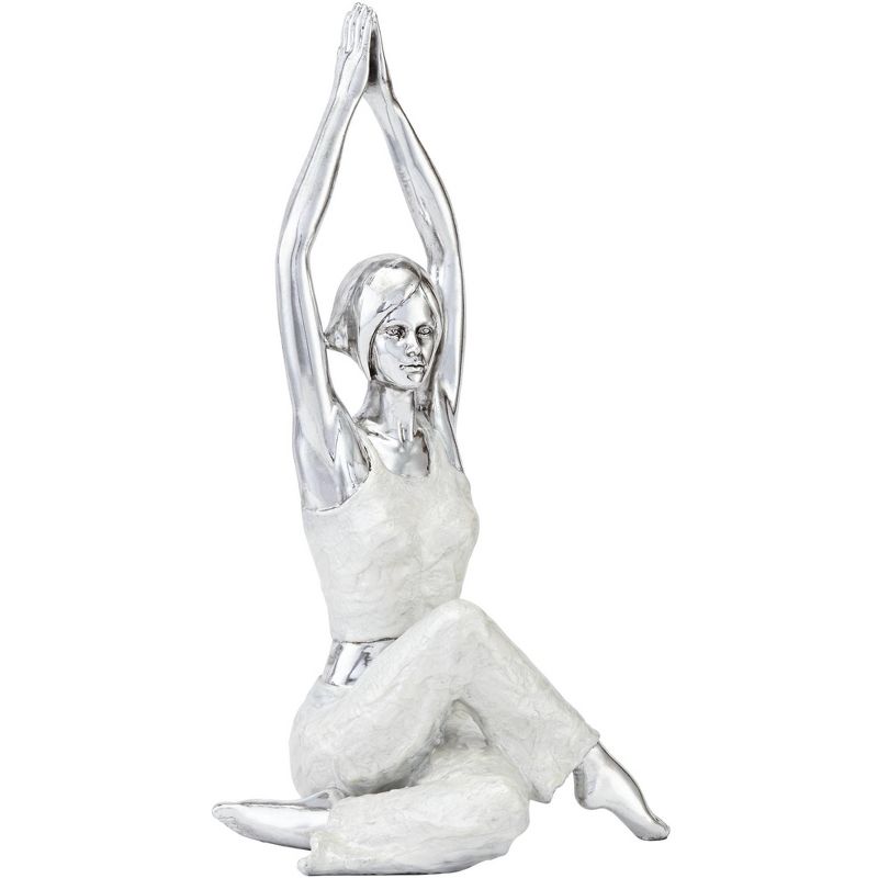 Dahlia Studios Gomukhasana Cow Face Yoga Pose 16 1/2" High Silver Sculpture