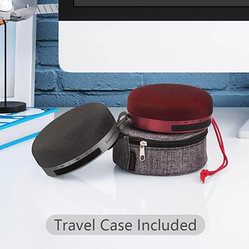 Travel Case Included- 8W Bass  3D Mini Portable Bluetooth Shower Speaker, IPX5 Waterproof Certified, 15H Playtime, Micro SD, Perfect Wireless Water Resistand Speaker for Tablet PC Gift, Grey
