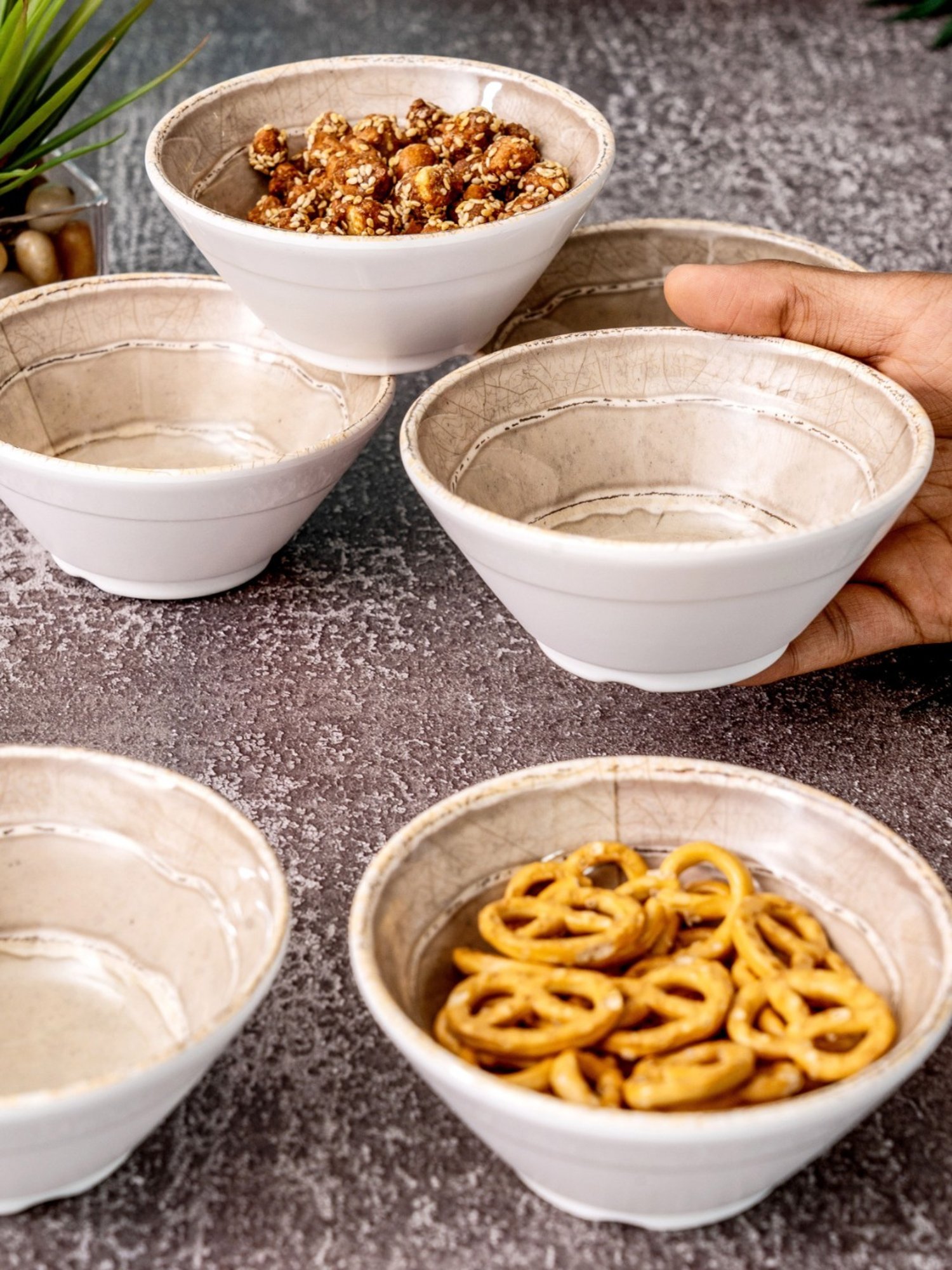 Servewell Beige Melamine Bowl - Set of 6