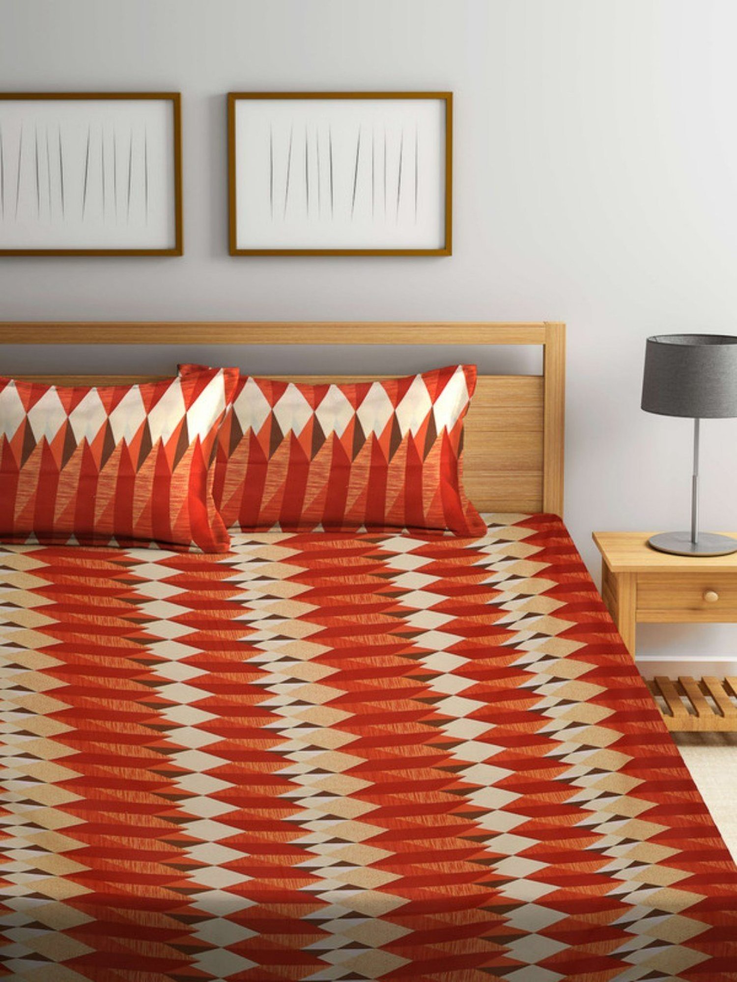 Dhrohar Printed Multicolor Cotton 180 TC Double Bedsheet with 2 Pillow covers