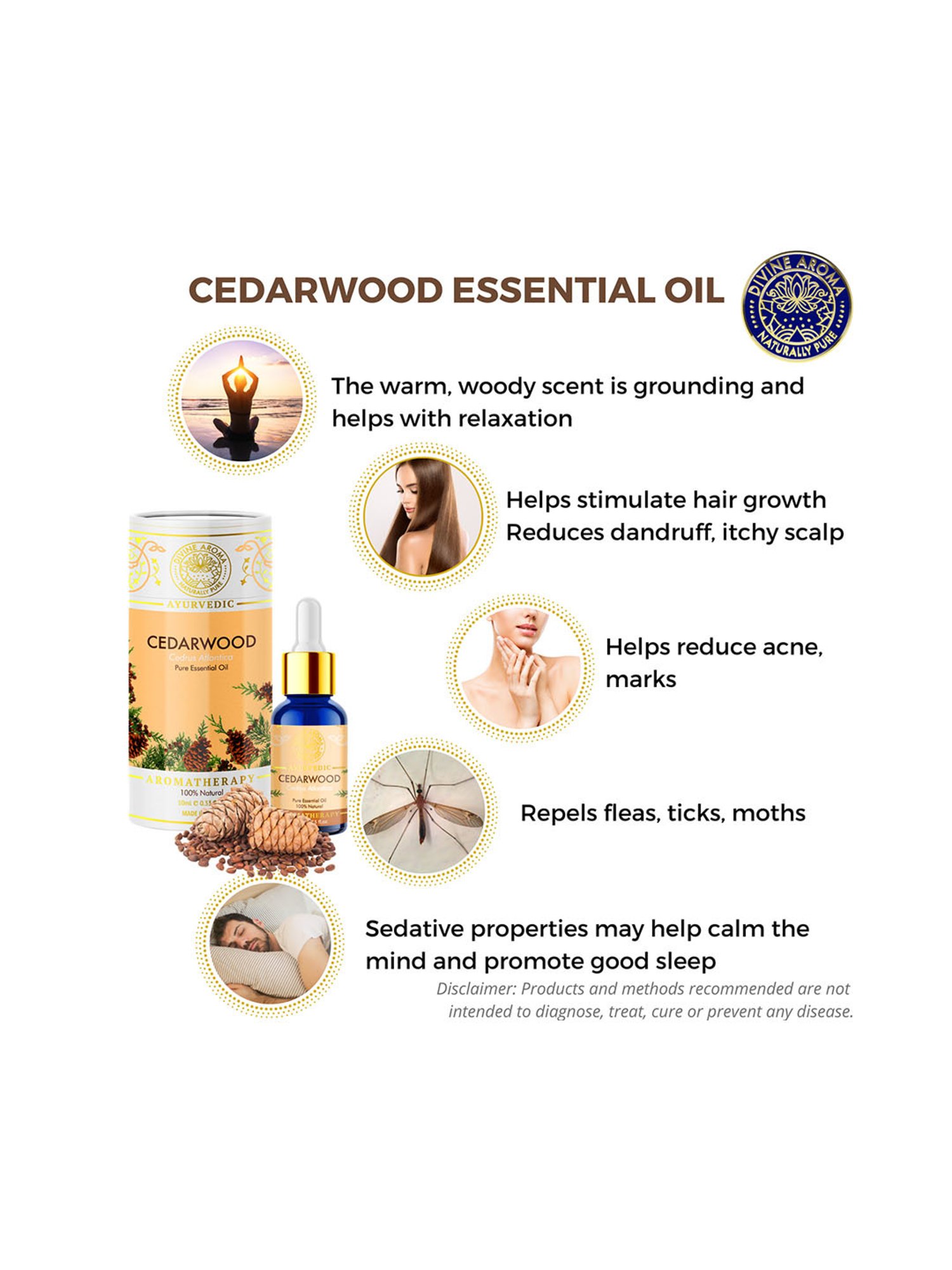 Divine Aroma Cedar Wood Essential Oil - 10 ml