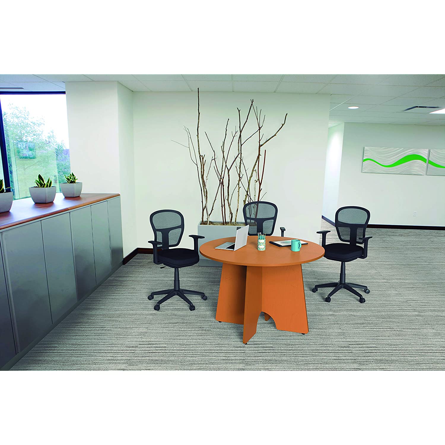 Linea Italia Vienna Ergonomic Mesh Back Office Adjustable Height, Lumbar Support, Tilt Tension Basic Modern Desk Chair, Medium, Black