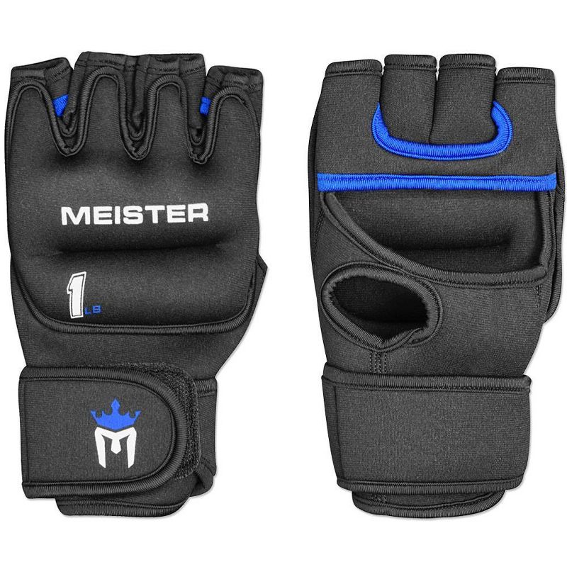 Meister Neoprene Weighted Gloves Pair - 1lbs Black/Blue
