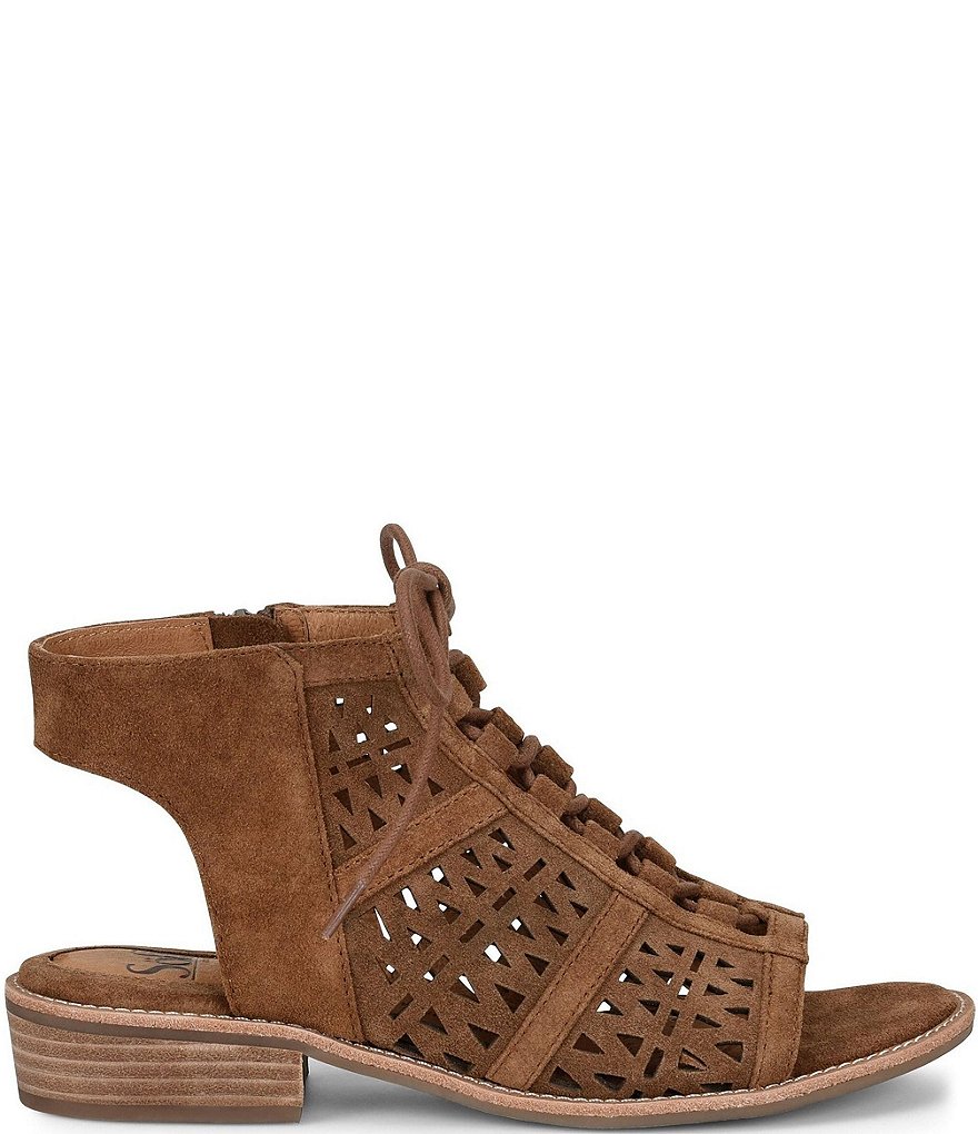 Sofft Nora Geometric Perforated Suede Ghillie Sandals