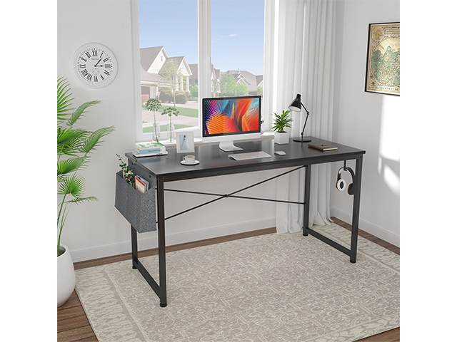 Computer Desk 47 inch Home Office Writing Study Desk, Modern Simple Style Laptop Table with Storage Bag,Rustic Black,GT104