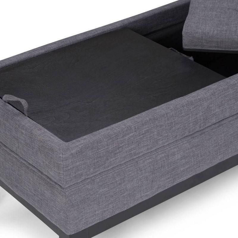 42" Barrington Storage Ottoman Slate Gray Linen Look Fabric - WyndenHall