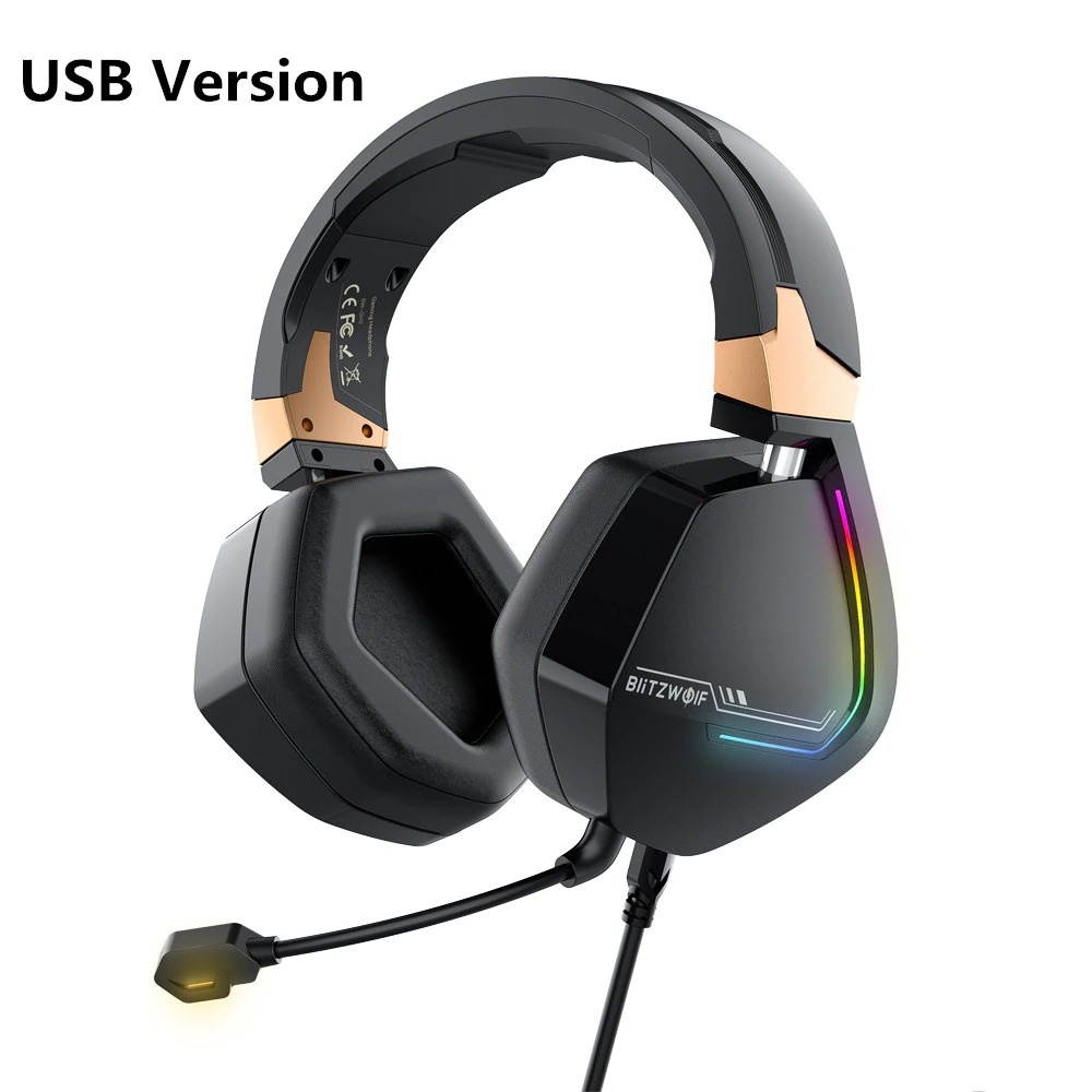 BW-GH2 Gaming Headphones USB Wired 7.1 Channel 53mm Driver RGB Gamer Headset with Mic for Computer for PS3/4 Head Set USB Version