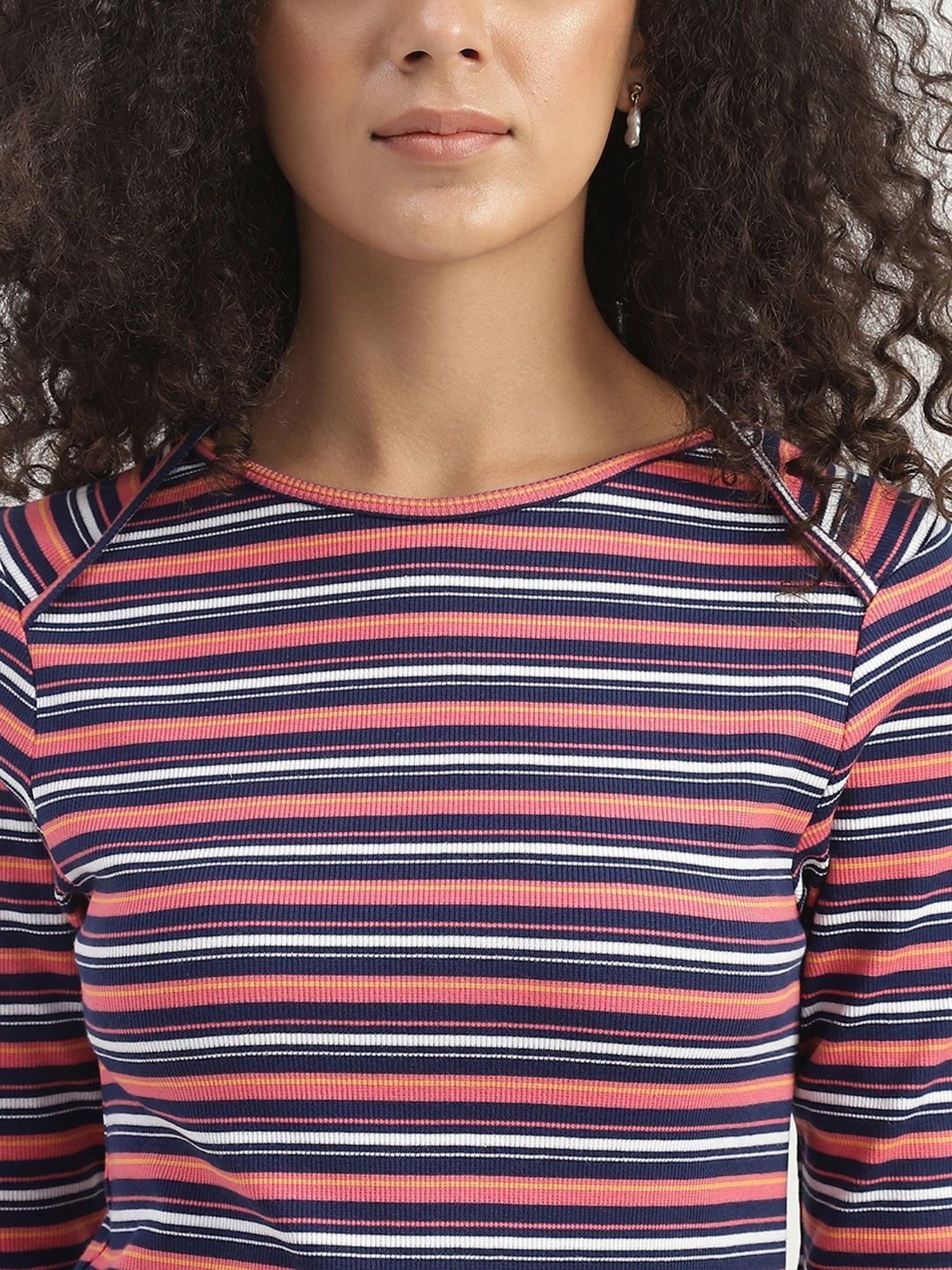 United Colors of Benetton Pink Cotton Striped Top