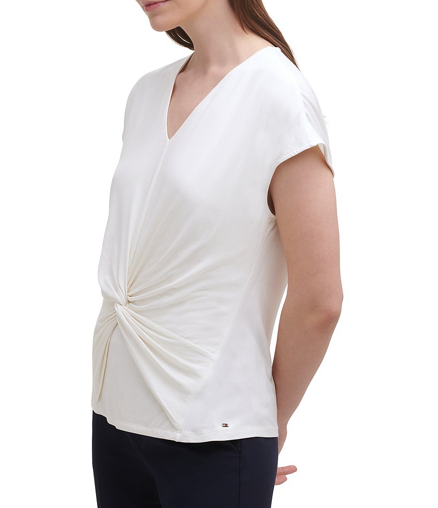 Tommy Hilfiger Twist Front Cap Sleeve Jersey Top