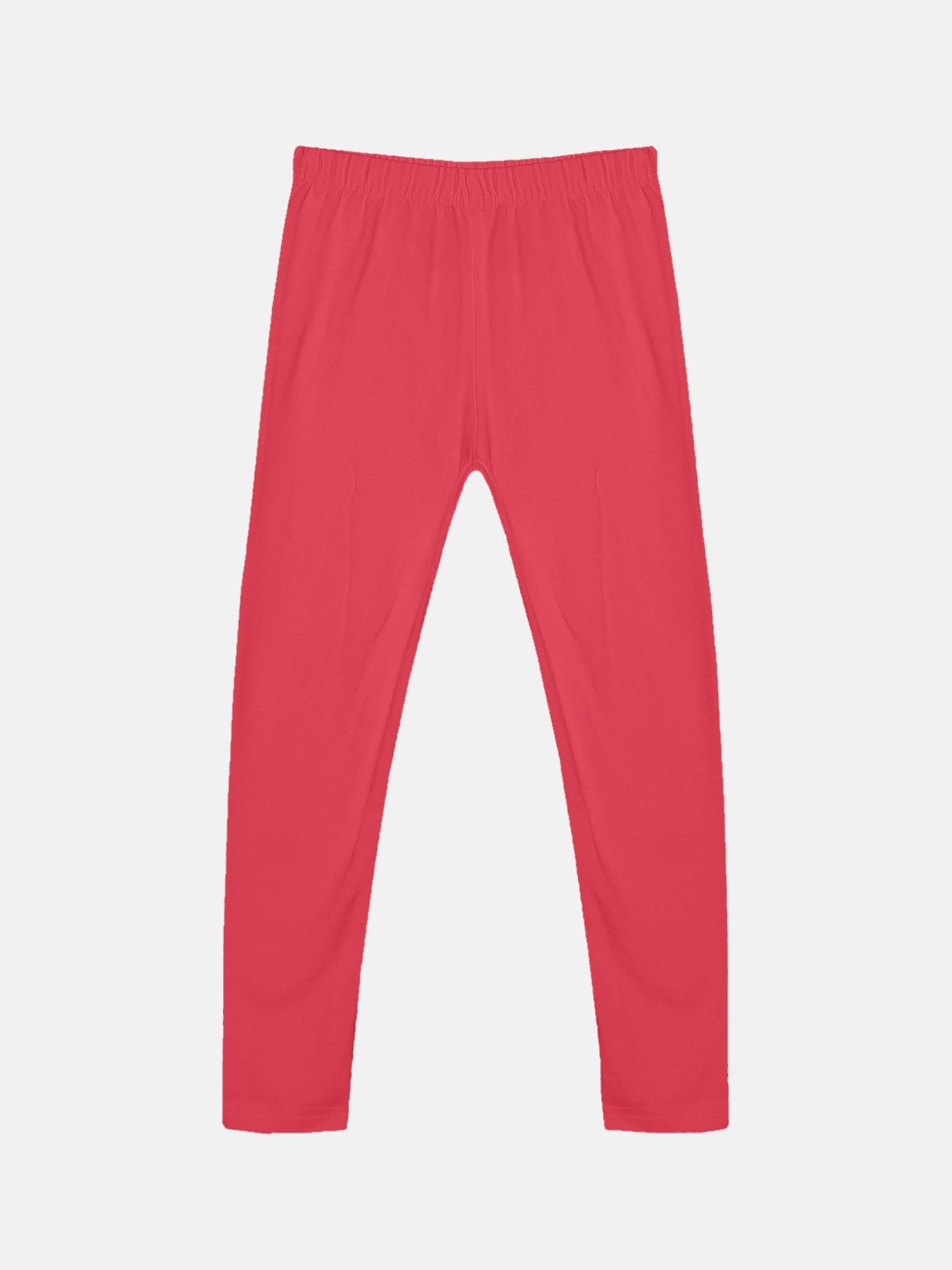 Kiddopanti Girls Coral Solid Leggings