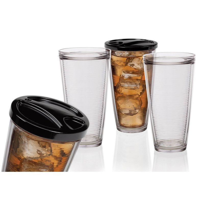 CreativeWare 22oz Acrylic Insulated Tumblers with Lid - Set of 6