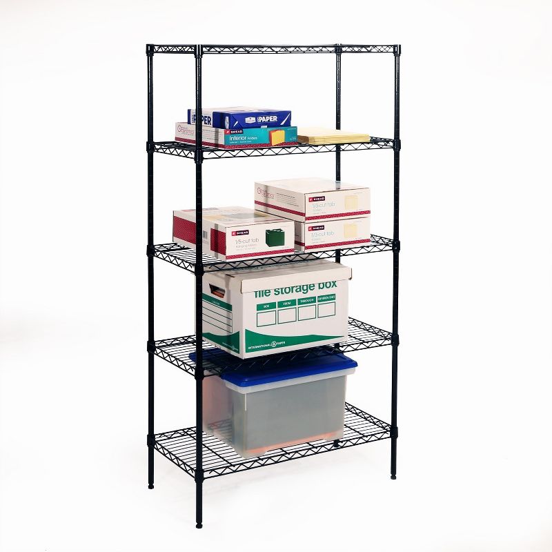Seville Classics 30"x14"x60" 5 Tier Epoxy Steel Wire Shelving Black