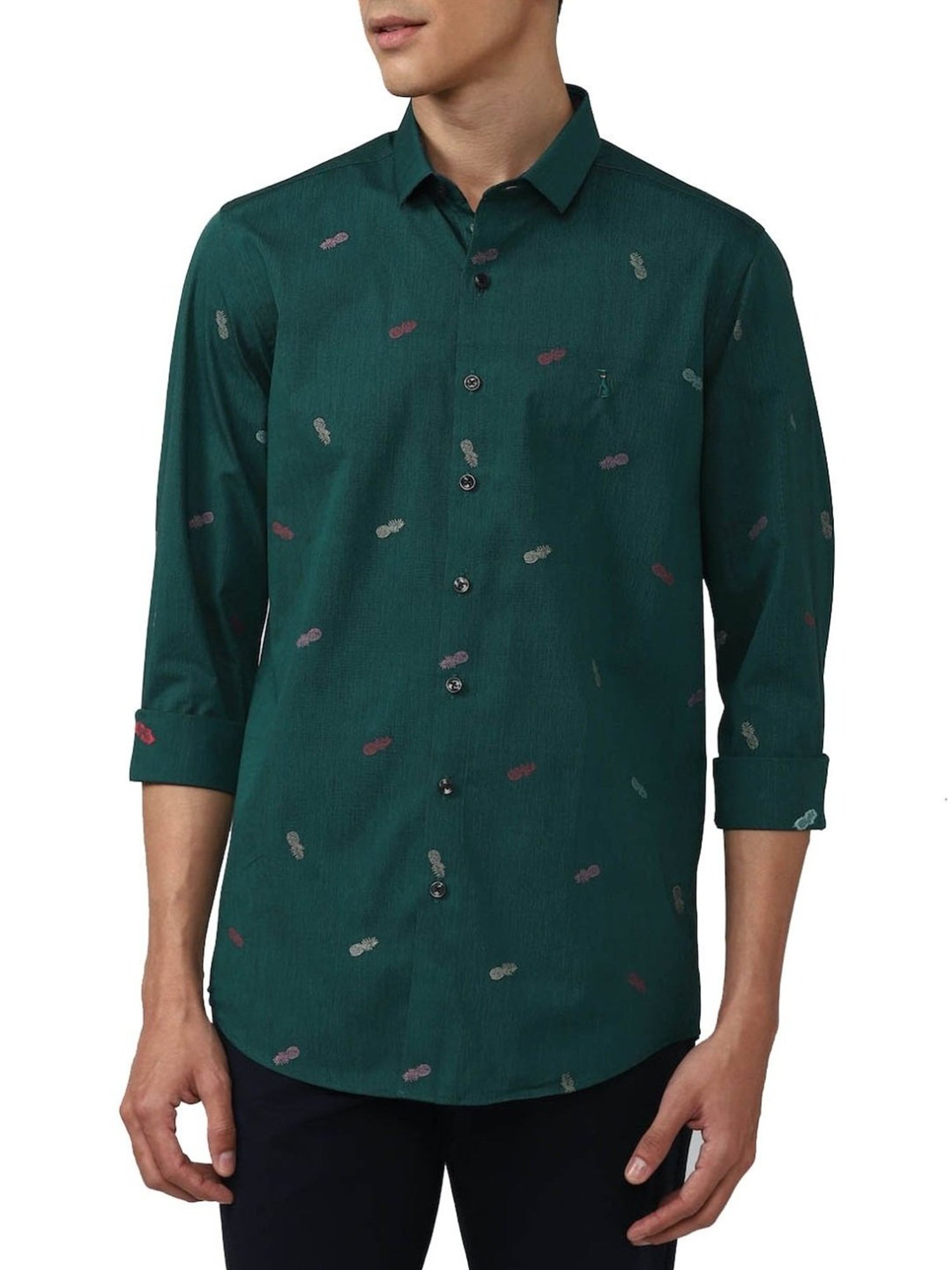Simon Carter London Green Printed Slim Fit Shirt