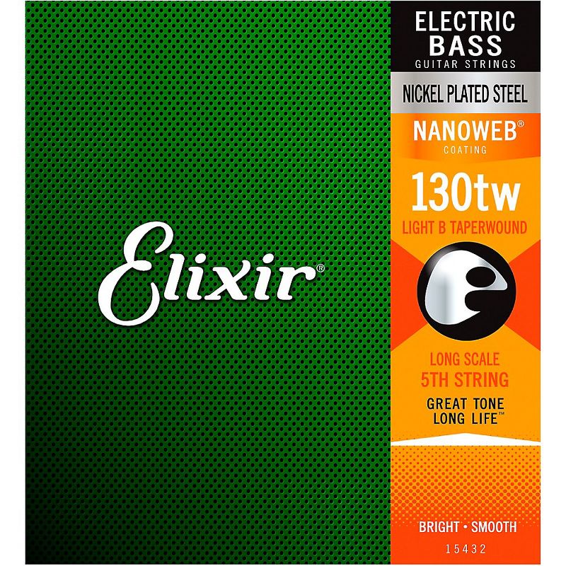Elixir Nickel-Plated Steel 5th Bass String with NANOWEB Coating, Long Scale, Taperwound Light (.130)