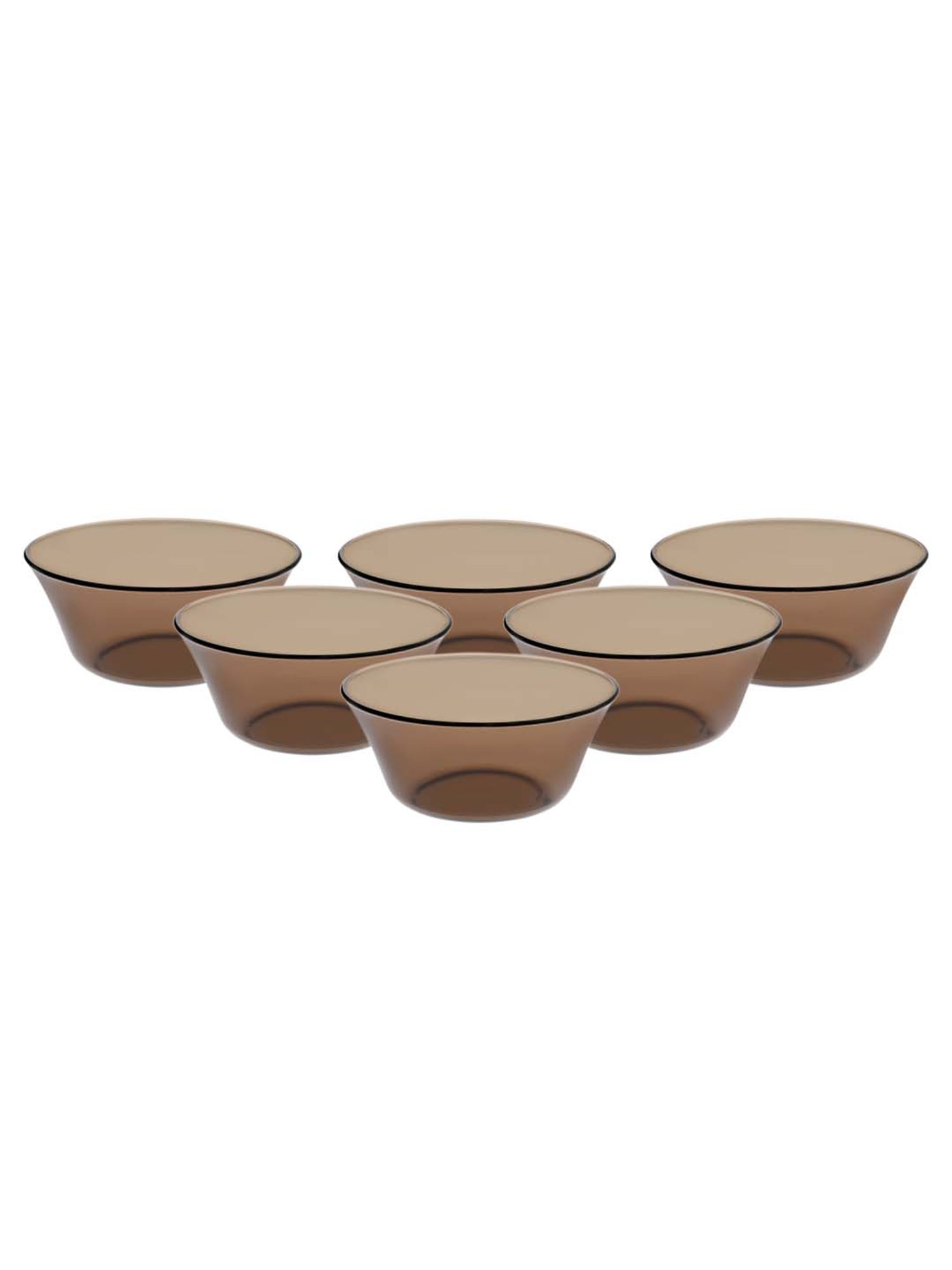Duralex 'Lys' Brown Glass 17 cm Table Serving Bowl (0.91 L) - Set of 6