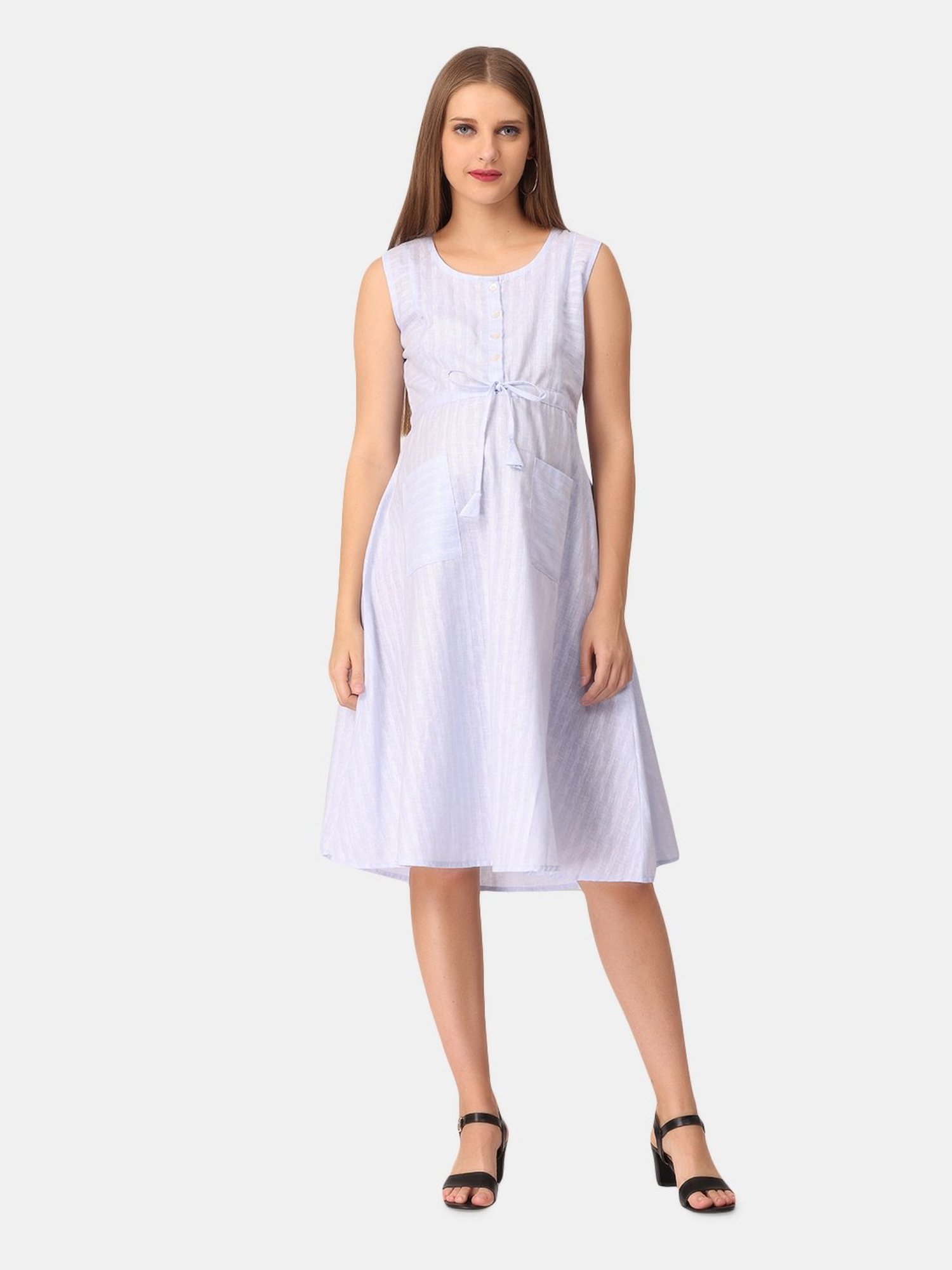 The Mom Store Lilac Striped Maternity Dress