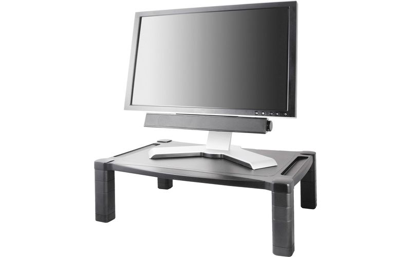 Kantek Extra Wide Adjustable Monitor Laptop Stand 20inx13in Single - 60 lb Load Capacity - 1 x Shelf(ves)20" Width - Desktop - Plastic - Black