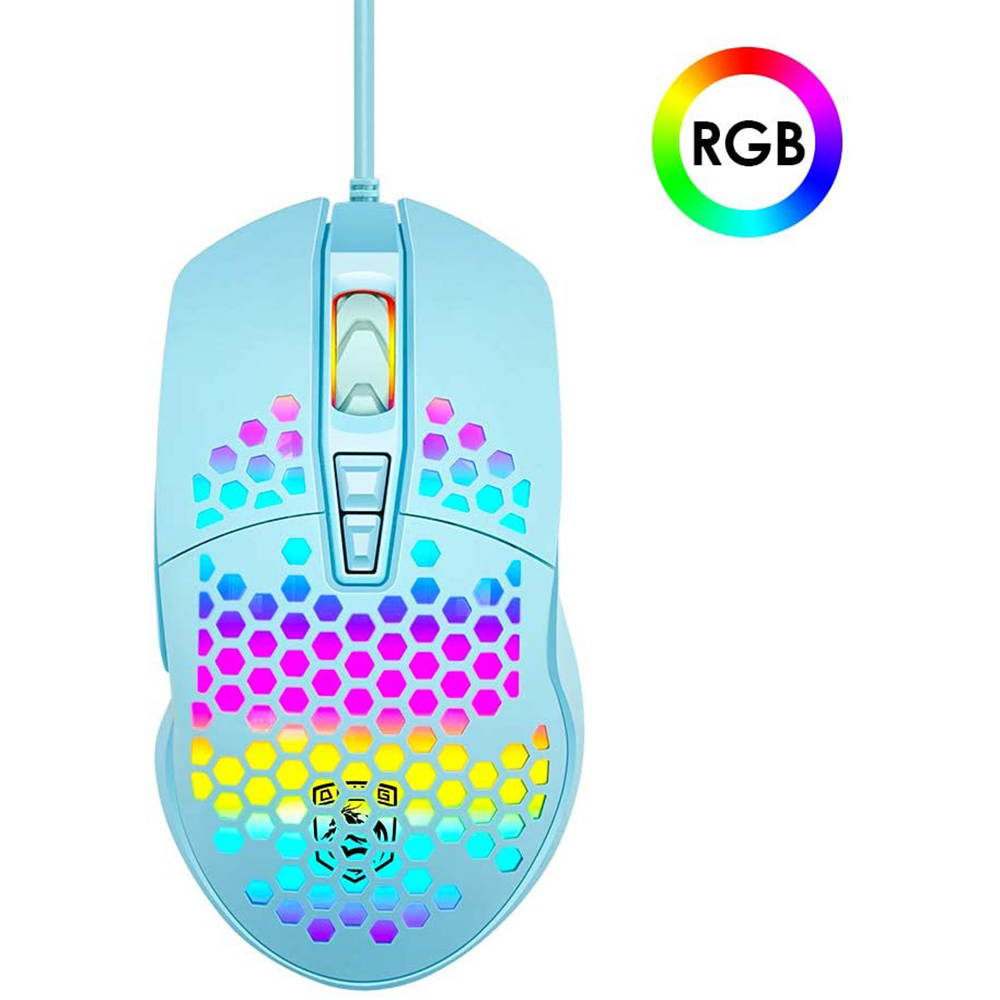 Lightweight Gaming Mouse Wired Honeycomb Hollow RGB Streamer 6400 DPI Programming Optical Sensor Pixert 3325 78G for PC X-Box PS4 Gamer