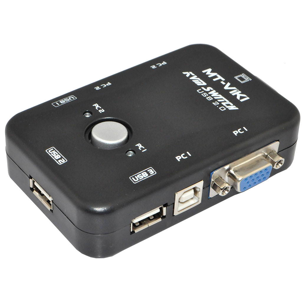 iKKEGOL USB 2.0 4-Port Monitor VGA SVGA KVM Switch Box + 4 KVM Cables for PC Keyboard Mouse - Black