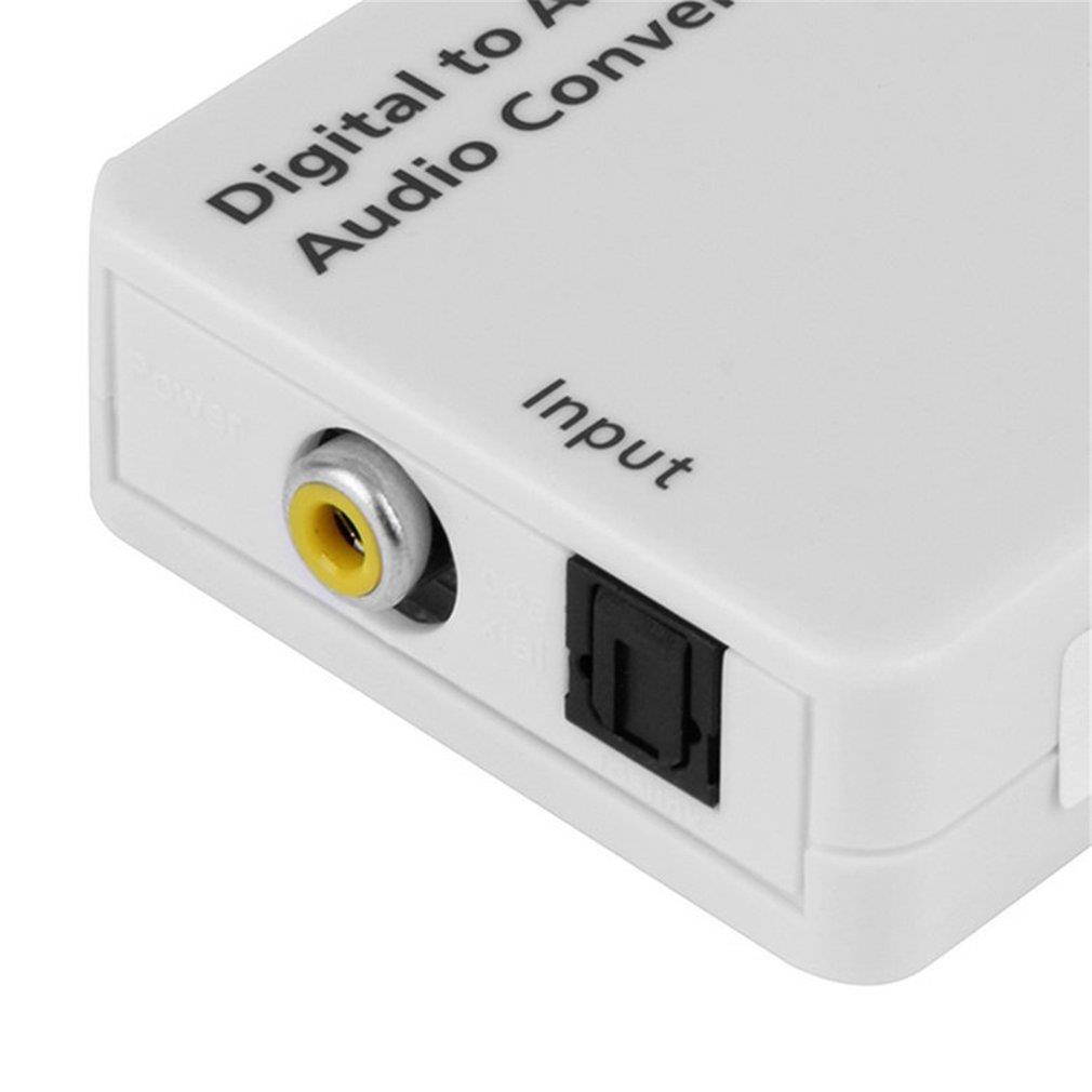 White Digital Optical Toslink Coax to Analog R/L/RCA Audio Signal Converter Adapter without power
