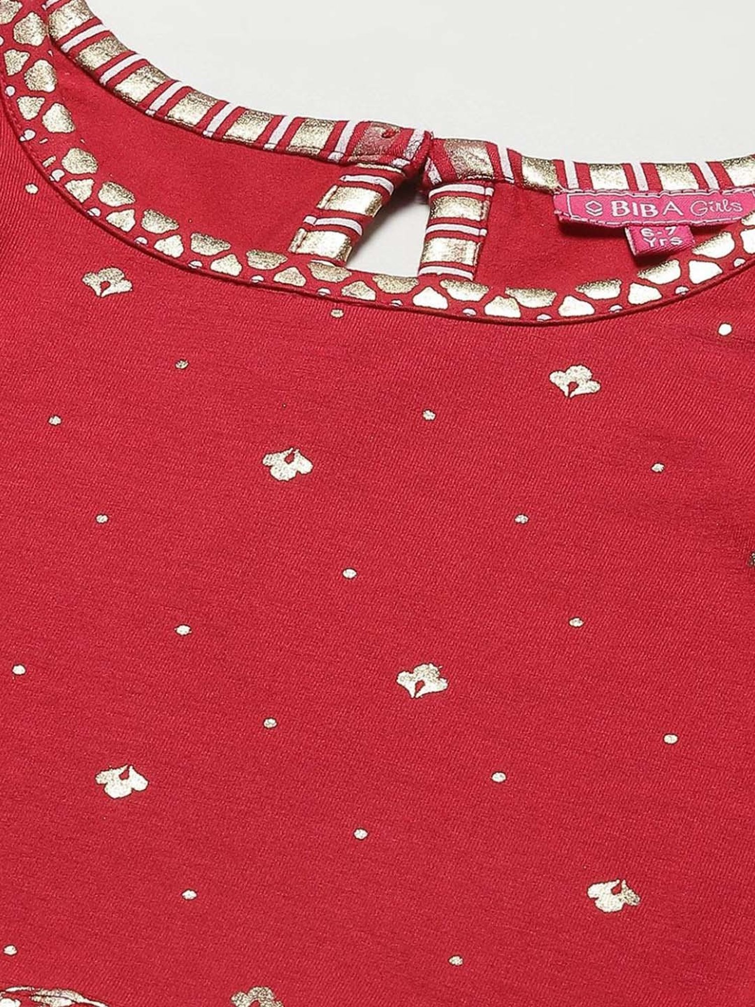 Biba Kids Red Printed Full Sleeves Lehenga Cholis