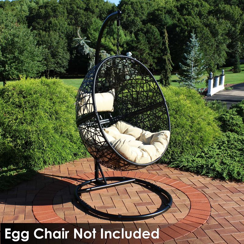 Sunnydaze Durable Indoor/Outdoor Egg Chair Stand with Extra-Wide Round Base, Hardware and Powder-Coated Finish - 76" H - Black