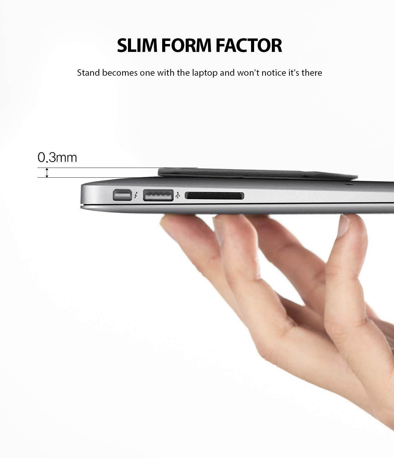 Ringke Laptop Stand [BLACK] Anti-Slide Smart Folding Portable Slim and Weightless Adhesive Stand for Laptop, iPad, Tablet, and More