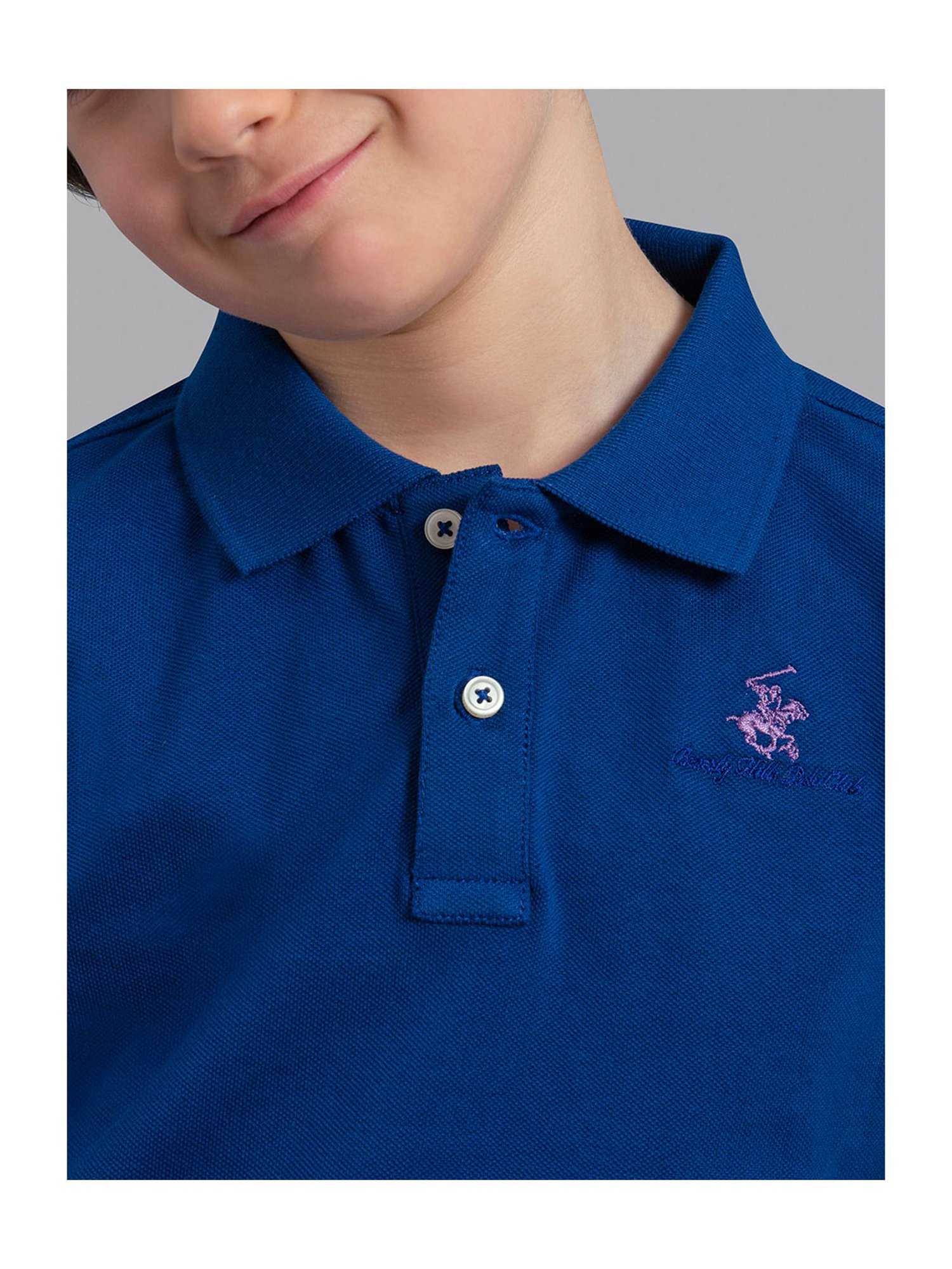 Beverly Hills Polo Club Kids Blue Solid Polo T-Shirt