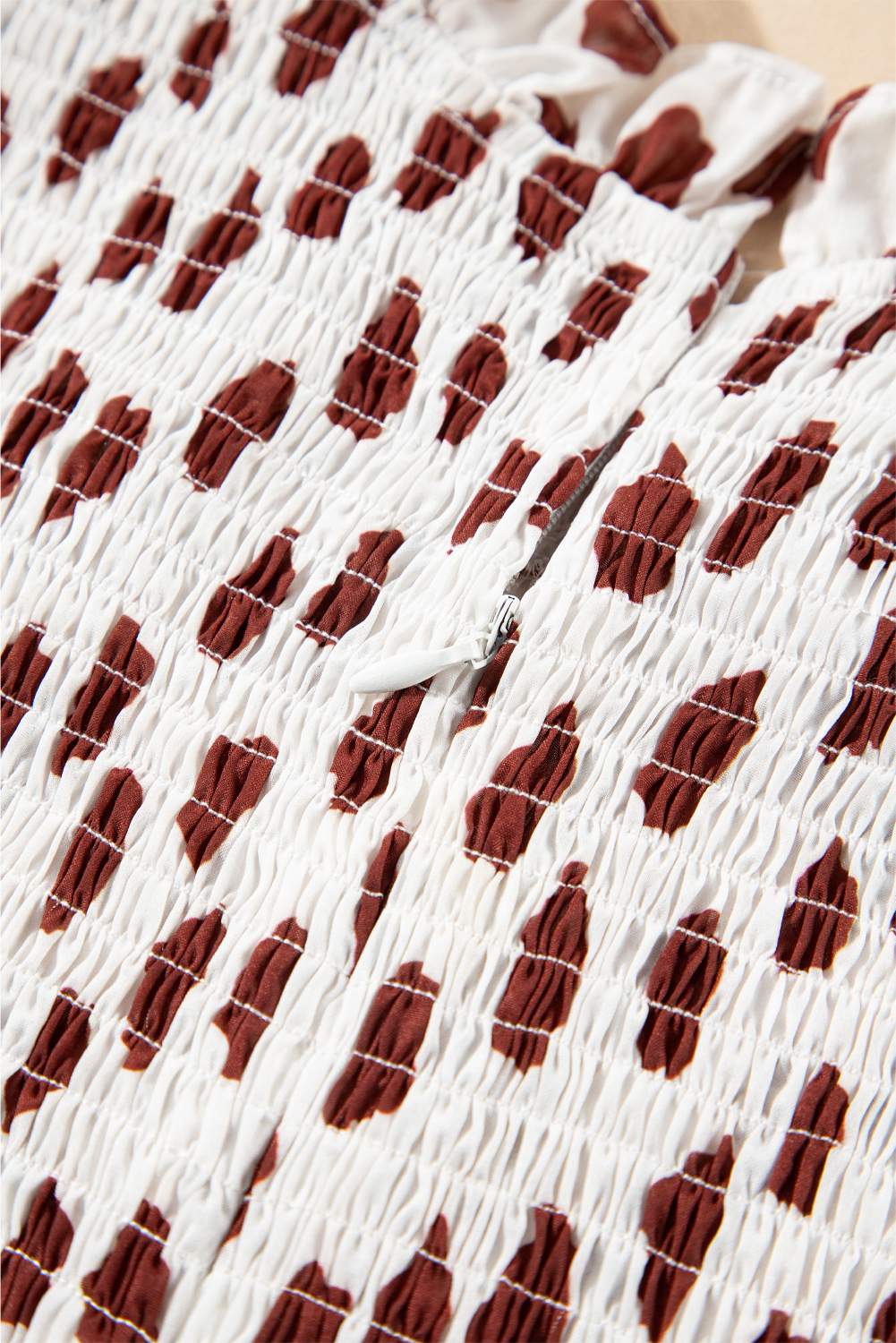 White Frill Mock Neck Sleeveless Tiered Floral Dress