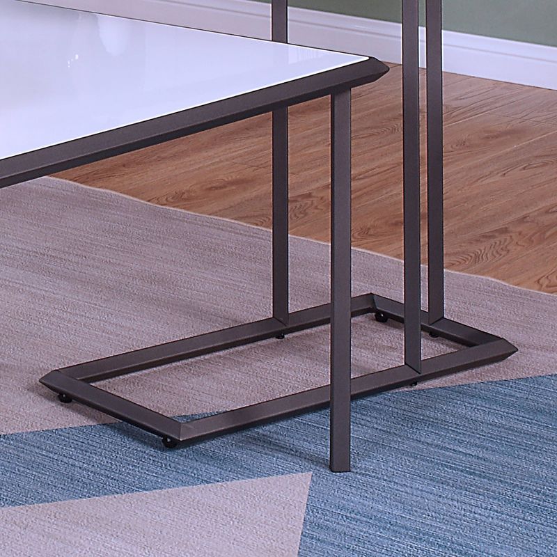 Inlissa 2 Open Shelf Console Table Gun Metal/White High Gloss - miBasics