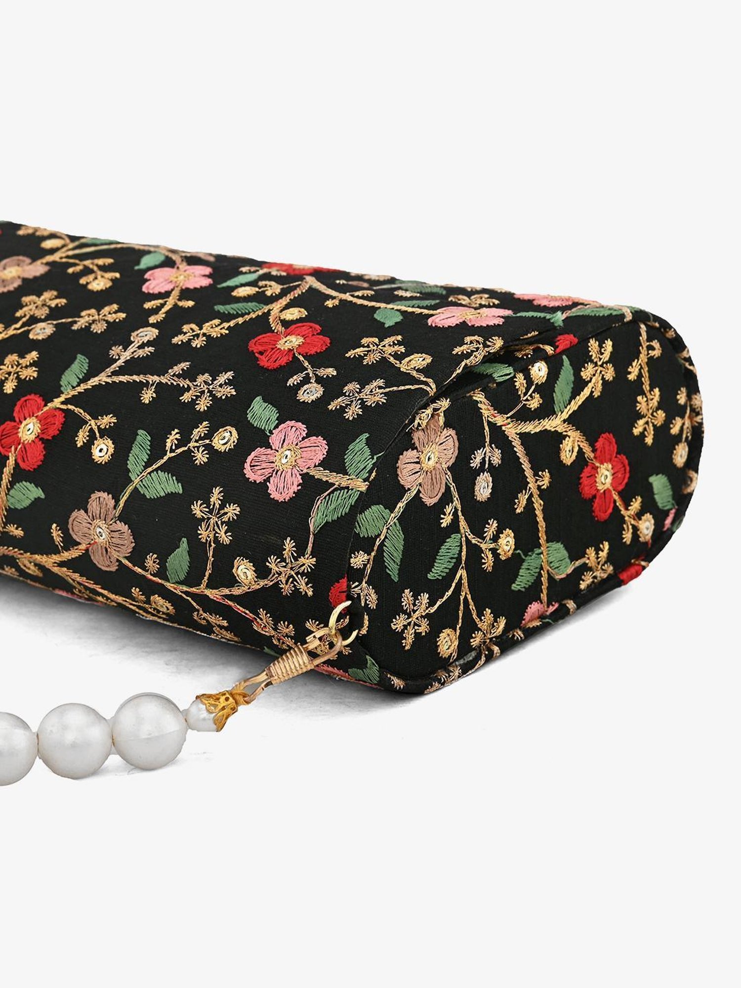 Gaurapakhi Black Embroidered Envelope Clutch