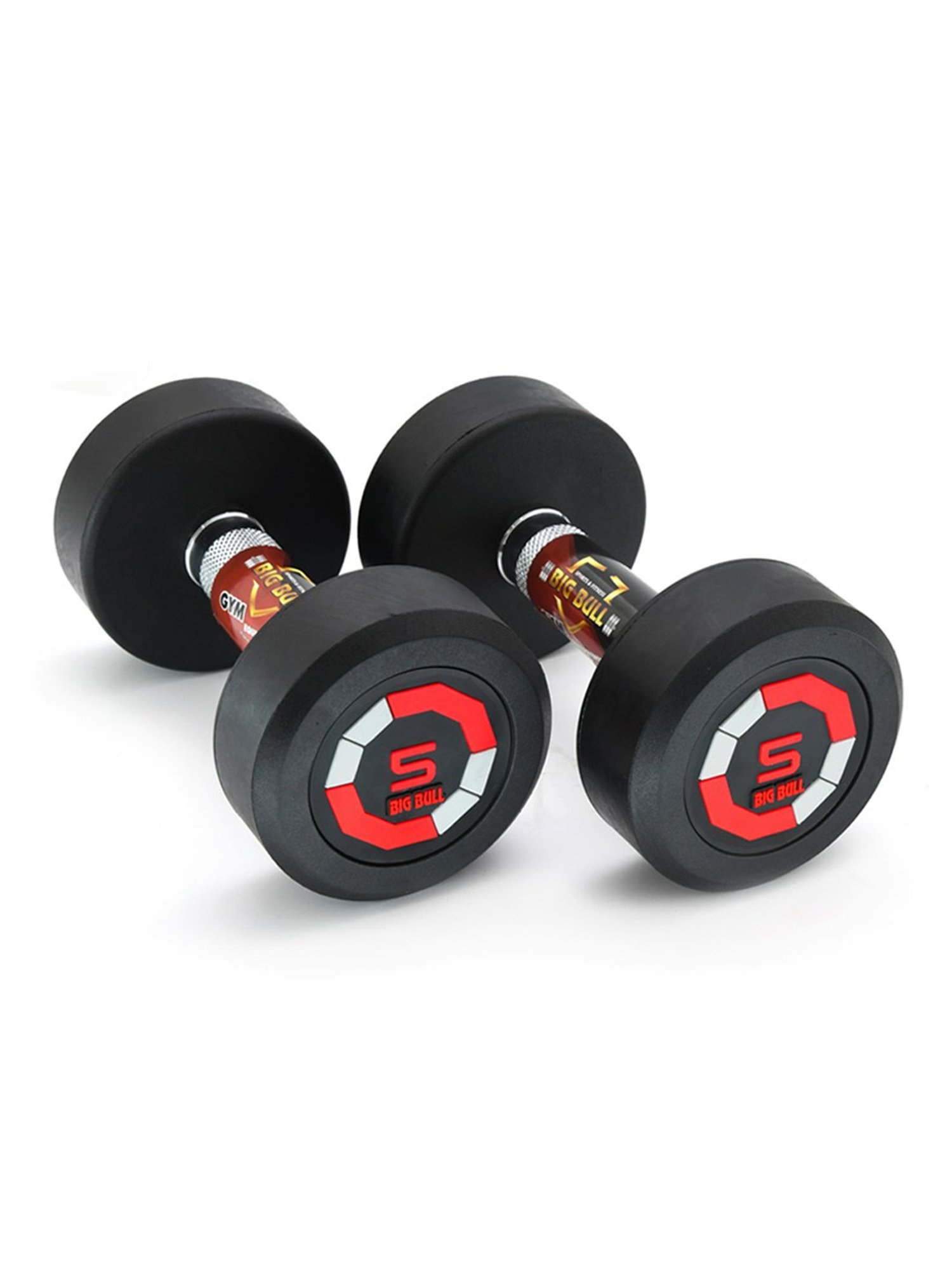 BIGBULL Rubber Coated Solid Hex Dumbbell (Pack Of Two) (2.5 Kg x 2pc (Total = 5 kg))